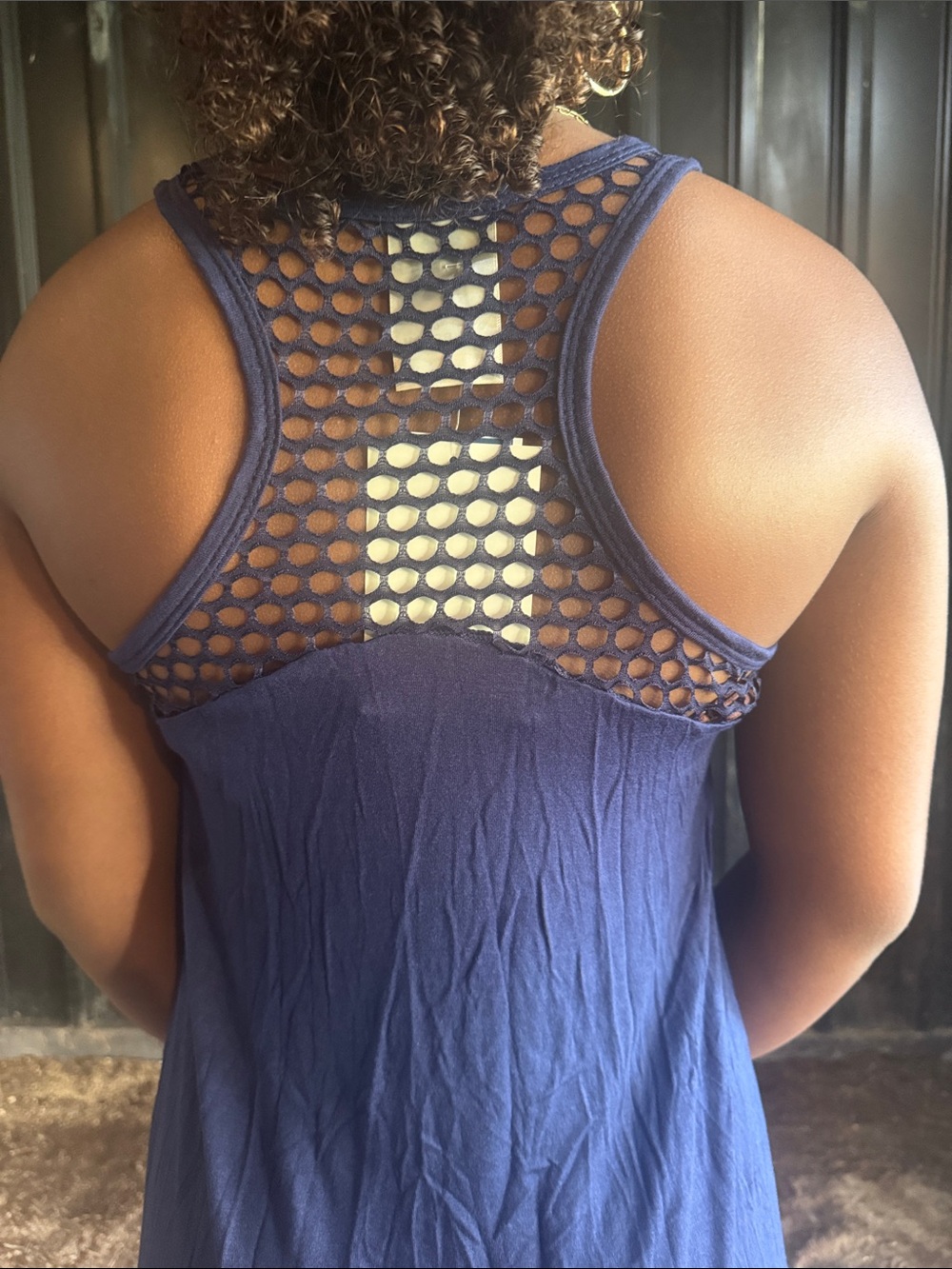 Lily Bleu Navy Crochet Racerback Tank